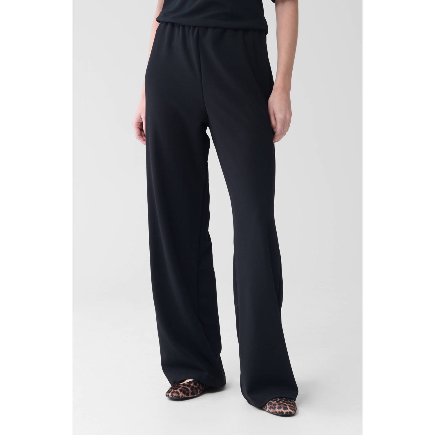 Shoeby wide leg high waist broek zwart