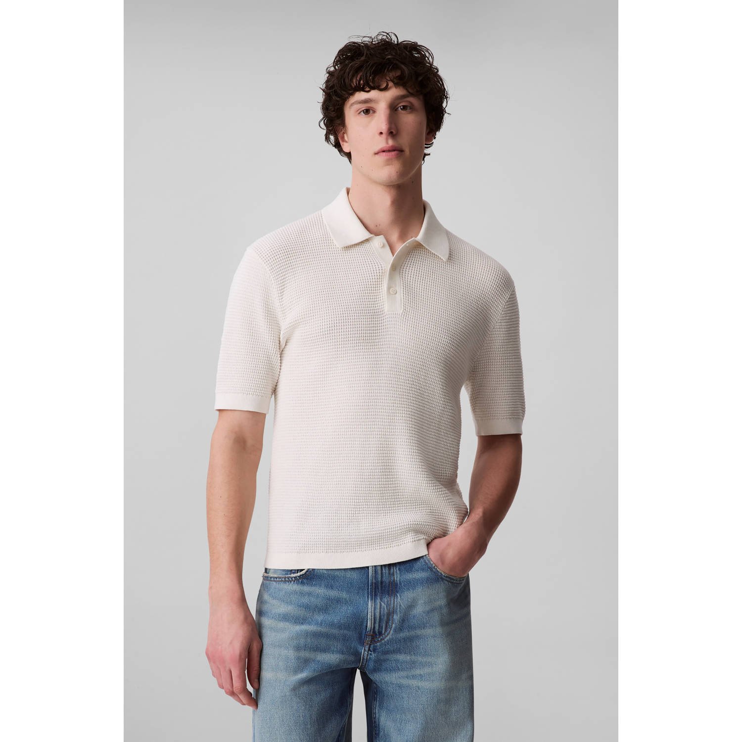 Calvin Klein Jeans Slim fit poloshirt in gebreide look
