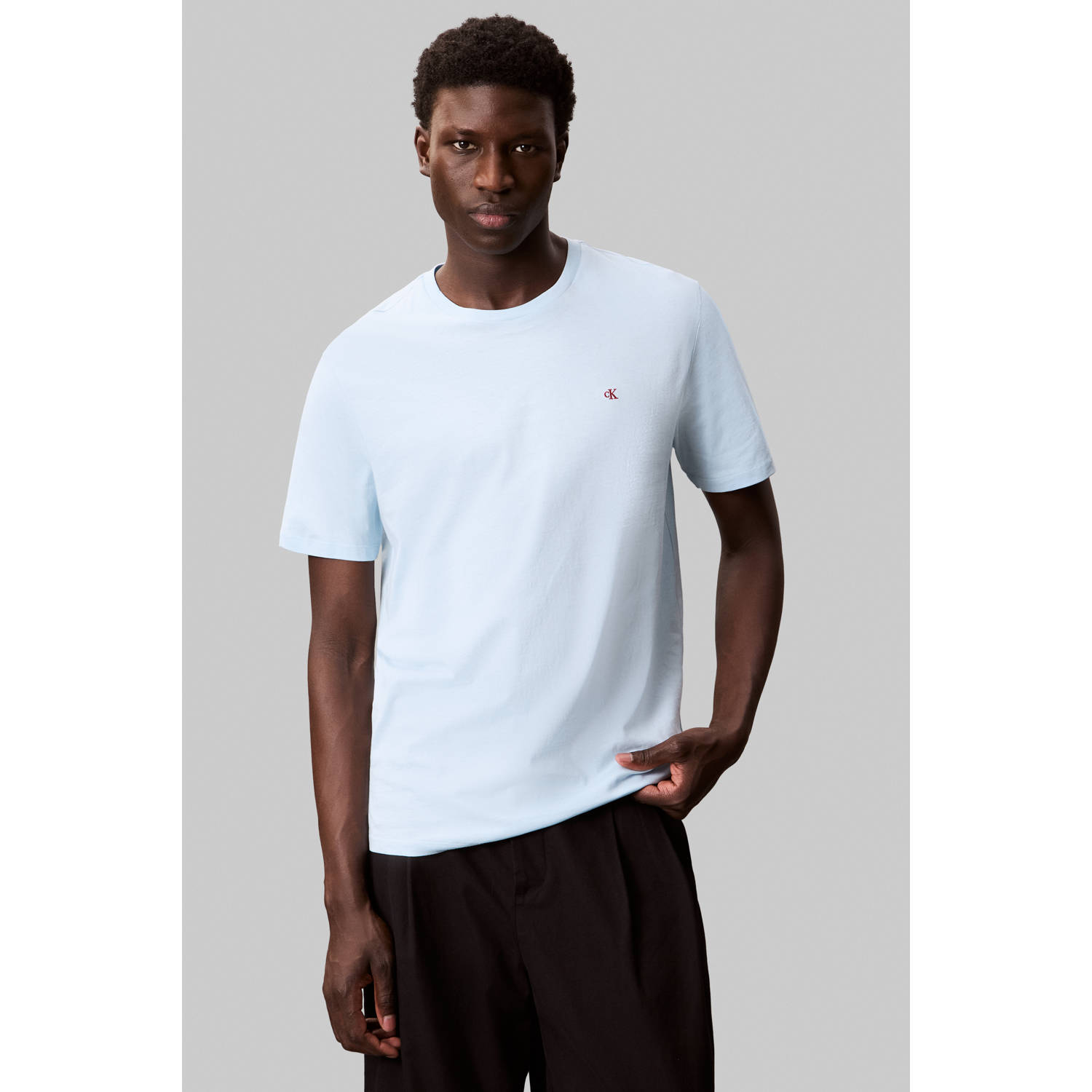 Calvin Klein Jeans T-shirt met geribde ronde hals