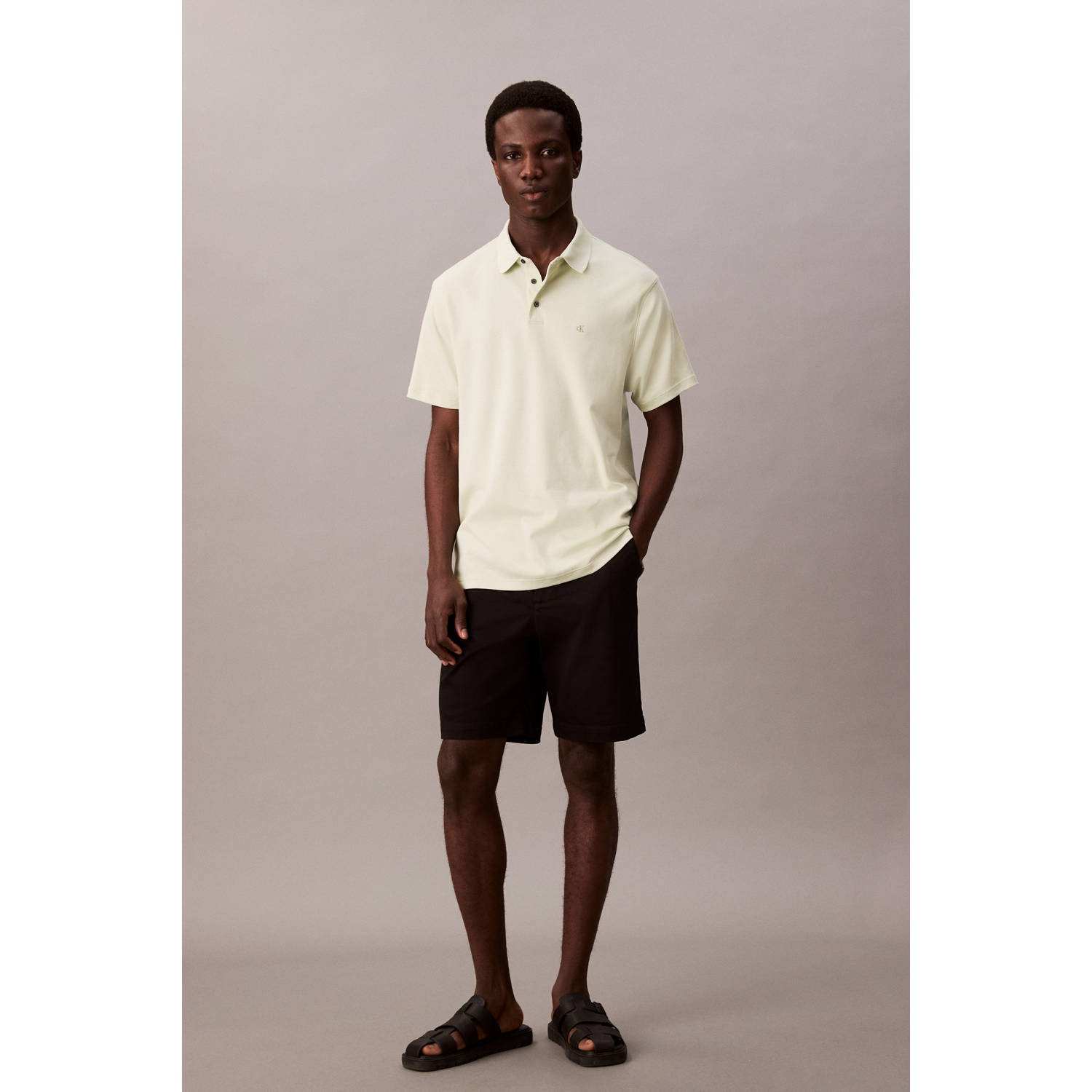 Calvin Klein regular polo SUPIMA lichtgeel