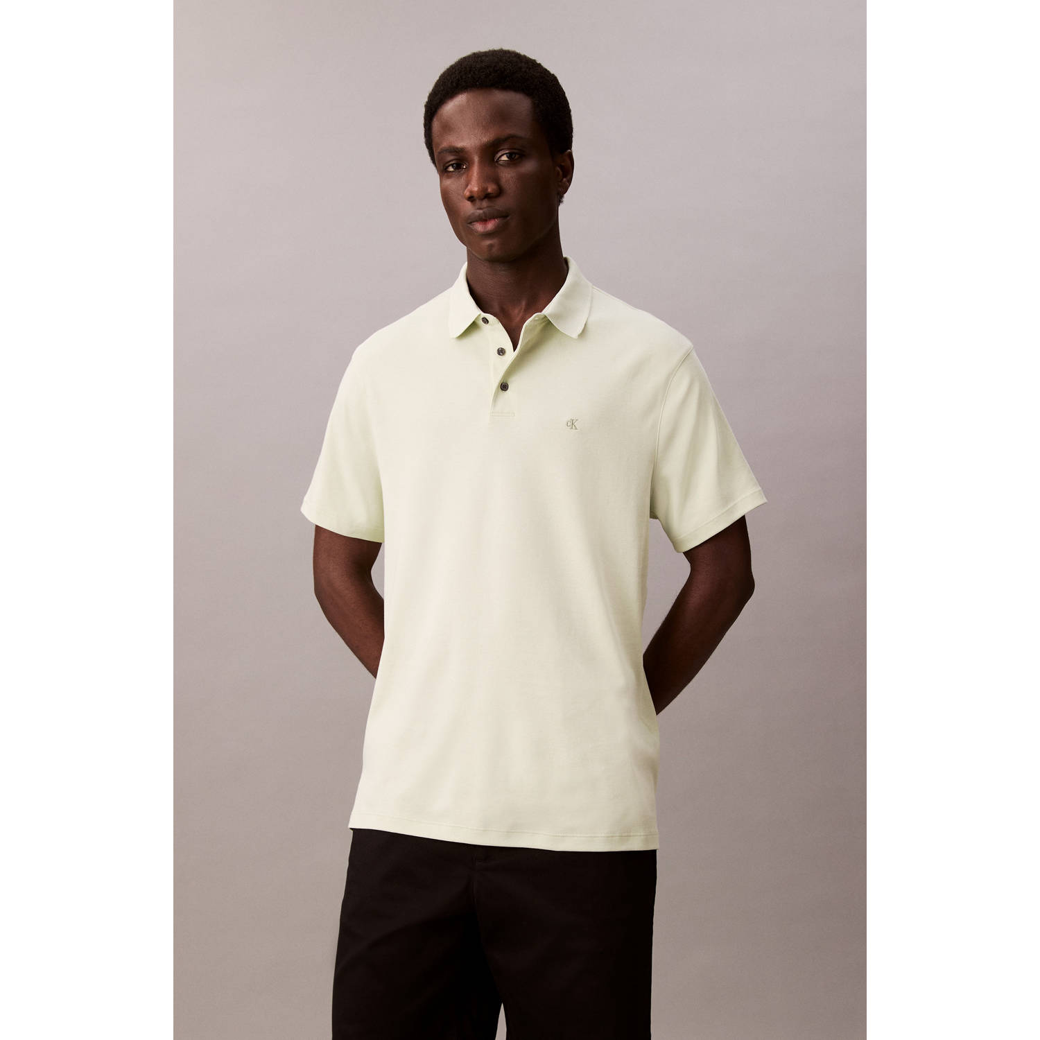 Calvin Klein regular polo SUPIMA lichtgeel