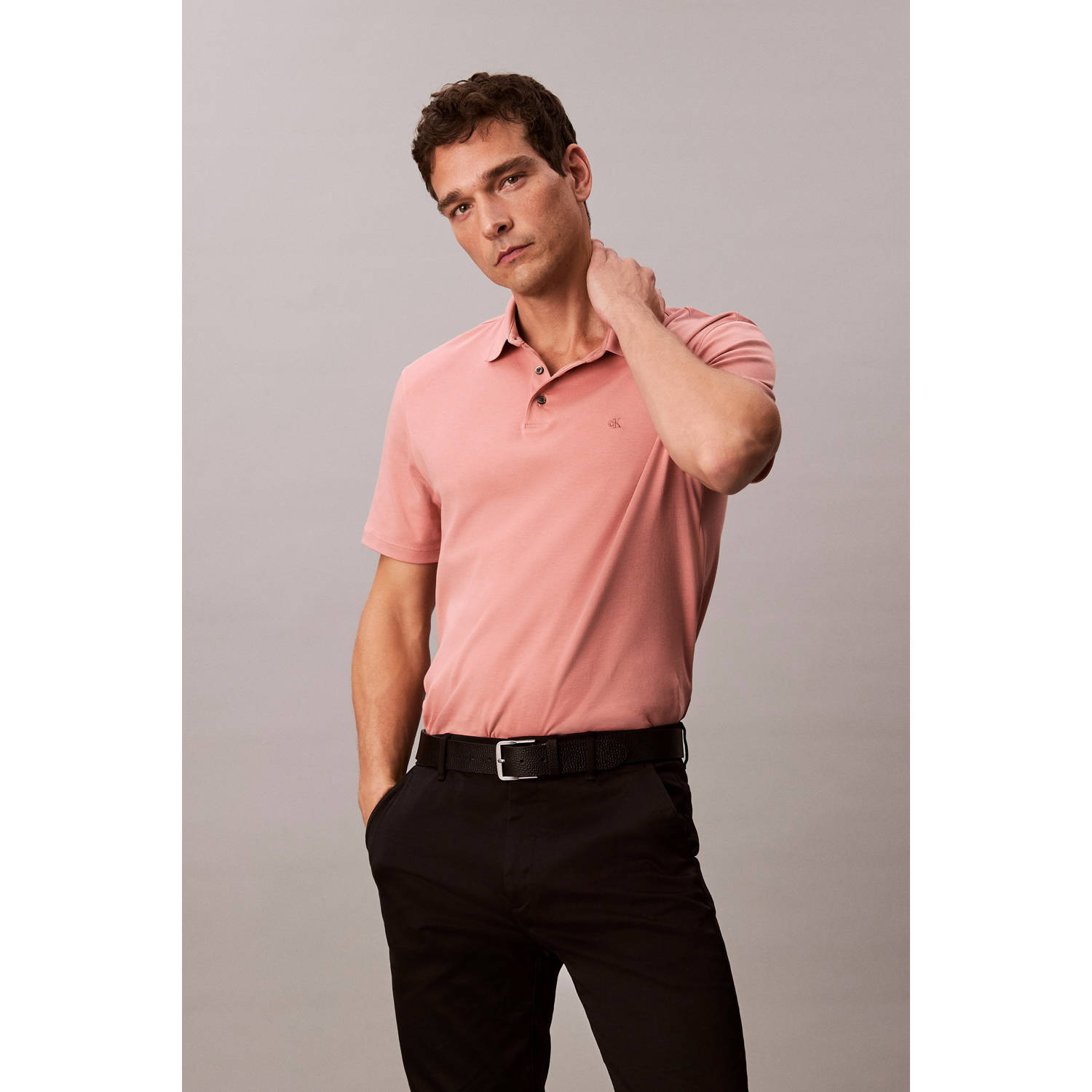 CK Calvin Klein Relaxed fit poloshirt met logostitching model 'SUPMA'