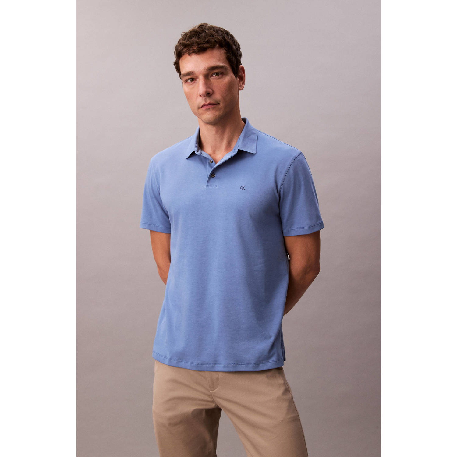 Calvin Klein regular polo SUPIMA blauw