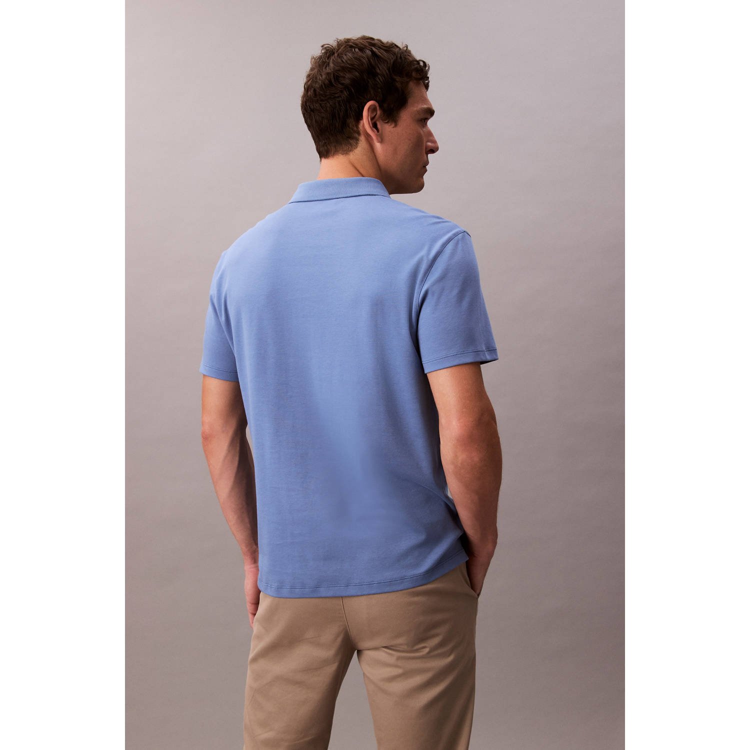 Calvin Klein regular polo SUPIMA blauw