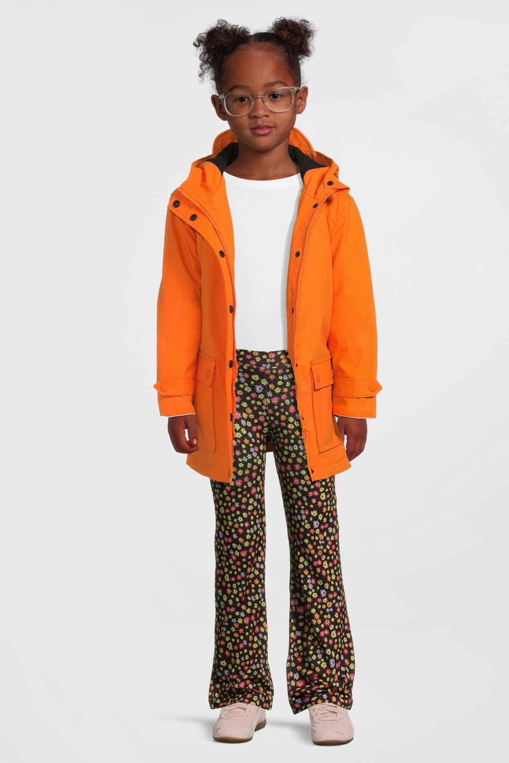 Multikleurige meisjes Anytime flare broek floral van polyester met elastische tailleband