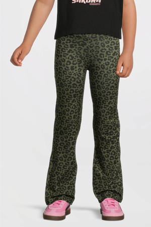 flared broek luipaard print
