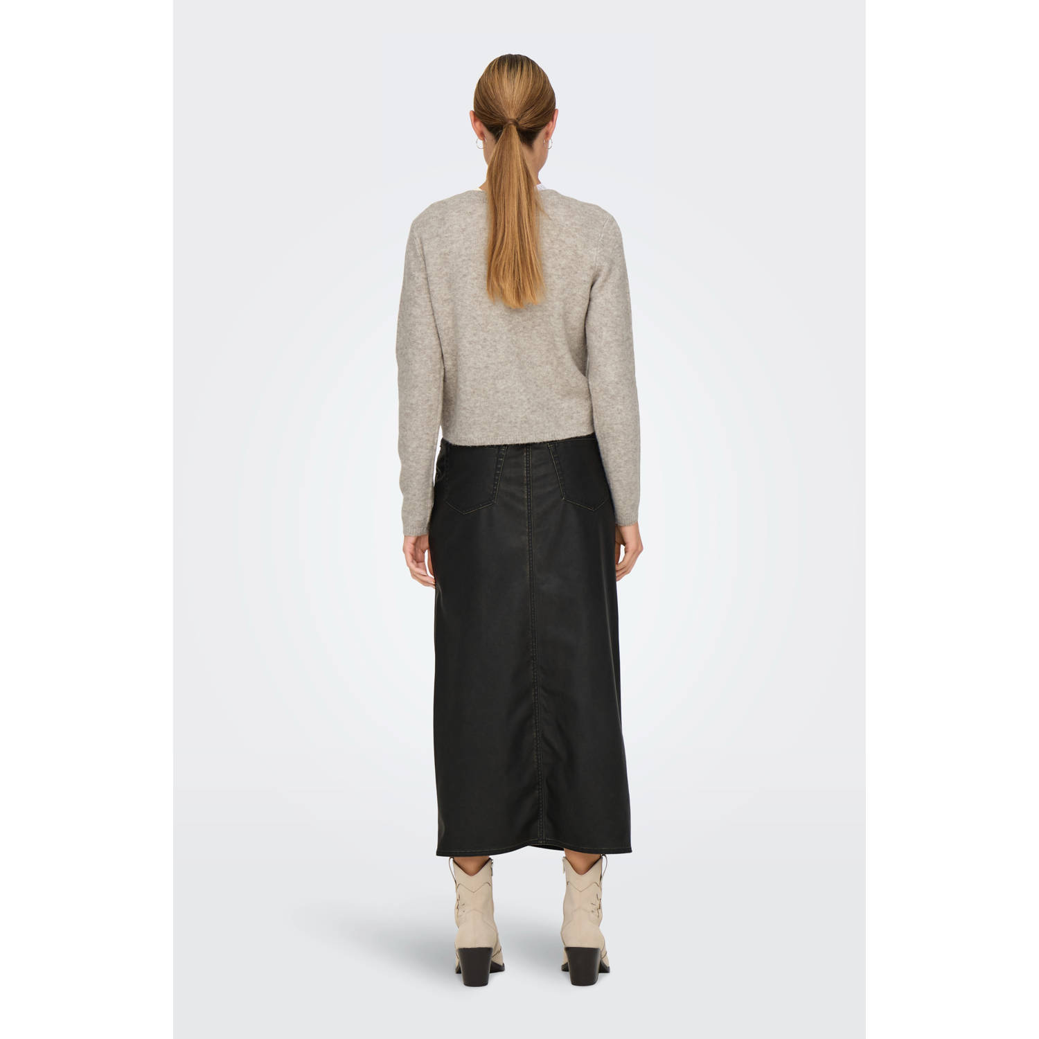 JDY vest taupe fijn gebreid