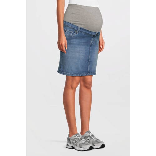 LOVE2WAIT zwangerschaps spijkerrok medium blue denim afbeelding
