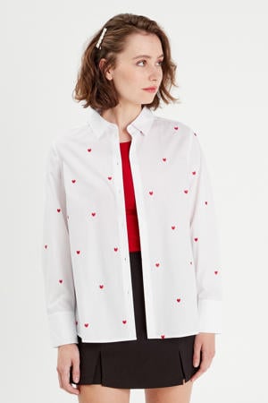 blouse wit met hartjes