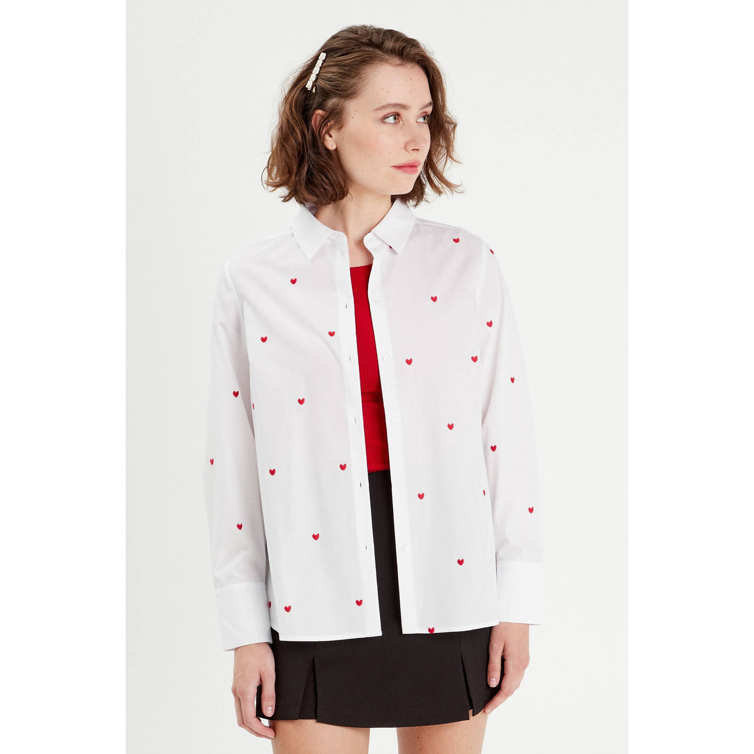 Cache blouse wit met hartjes