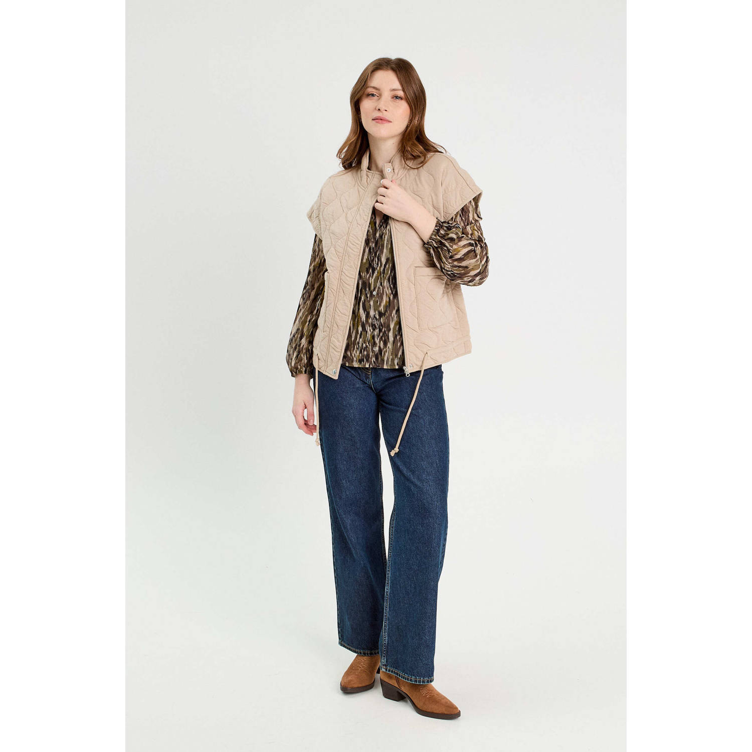 Cache bodywarmer quilted taupe
