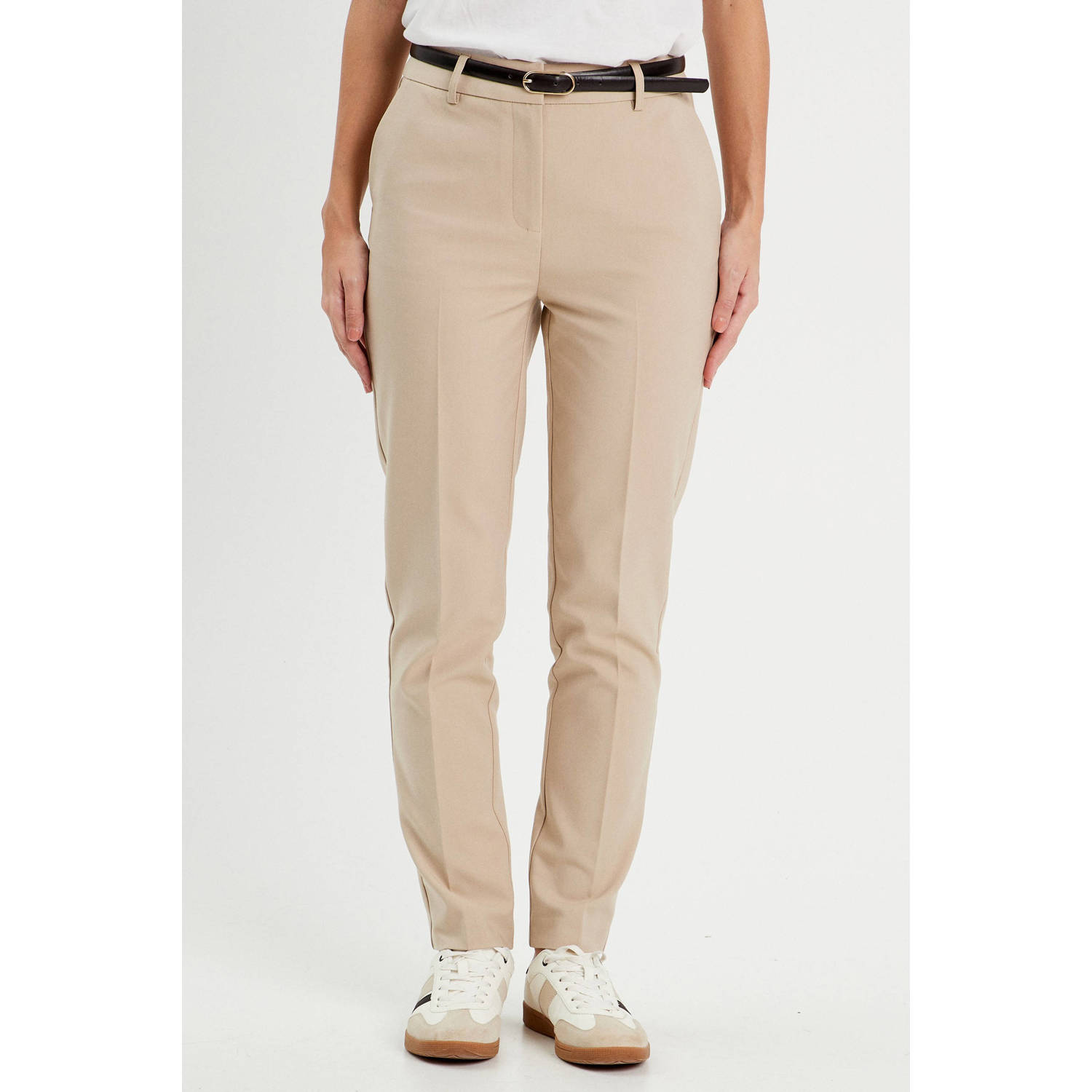 Cache tapered high waist pantalon beige