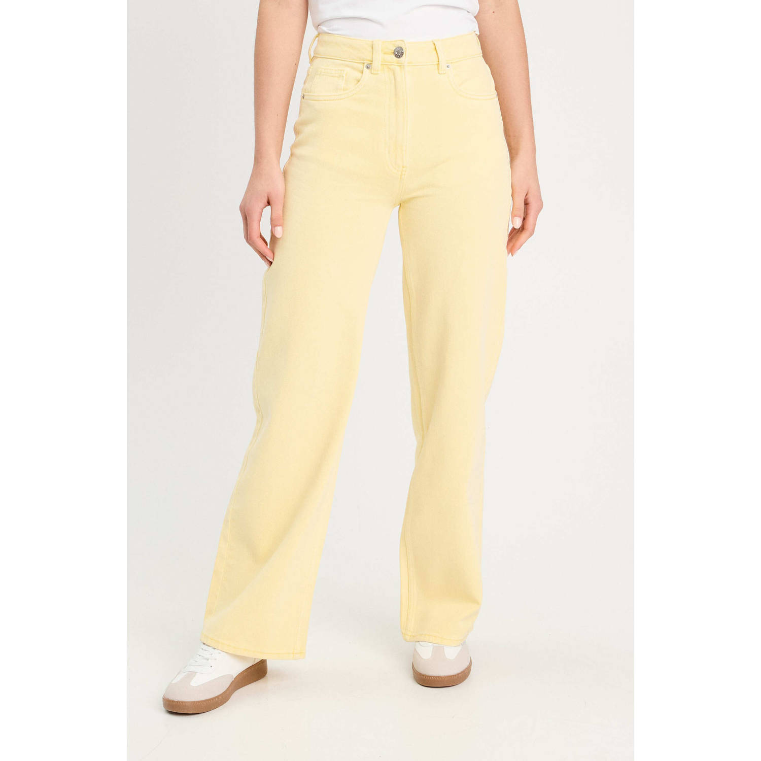 Cache high waist wide leg jeans lichtgeel