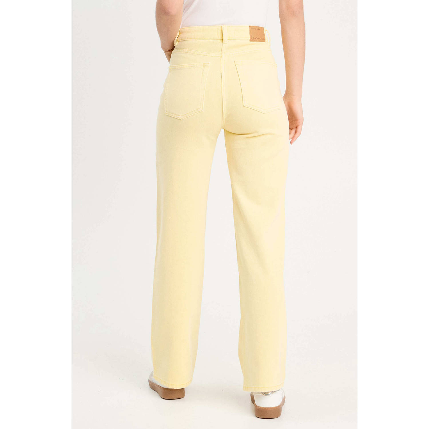 Cache high waist wide leg jeans lichtgeel
