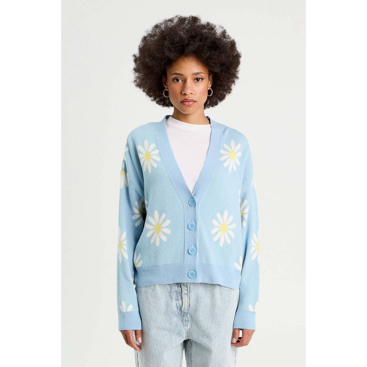 Cache gebreid vest blauw