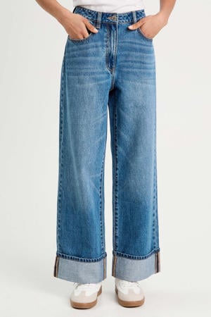 wide leg jeans medium blue denim