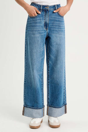 wide leg jeans medium blue denim