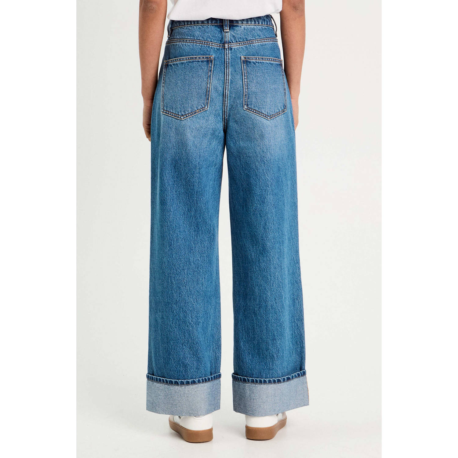 Cache wide leg jeans medium blue denim