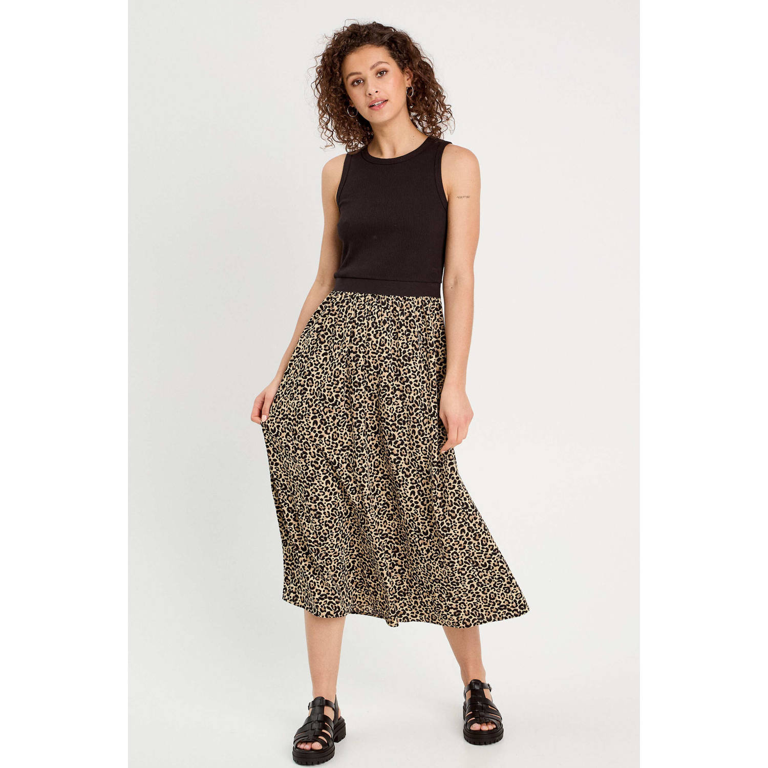 Cache midi jurk zwart