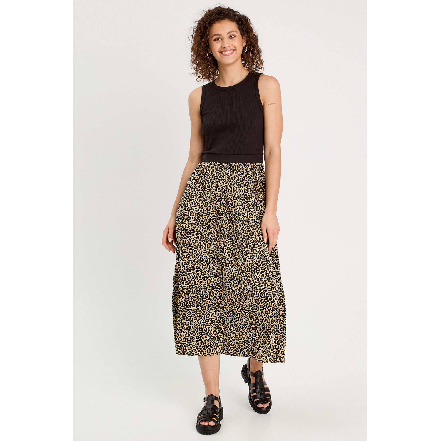 Cache midi jurk zwart