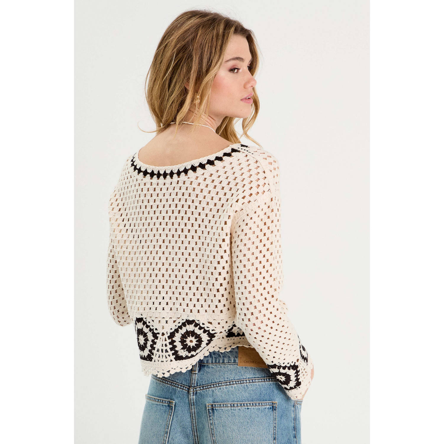 Cache crochet trui ecru gehaakt
