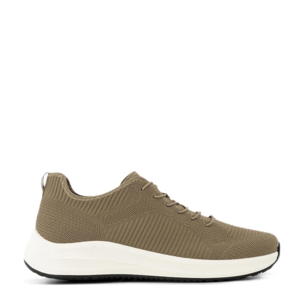 Taupe heren Easy Street sneakers van textiel/rubber met veters