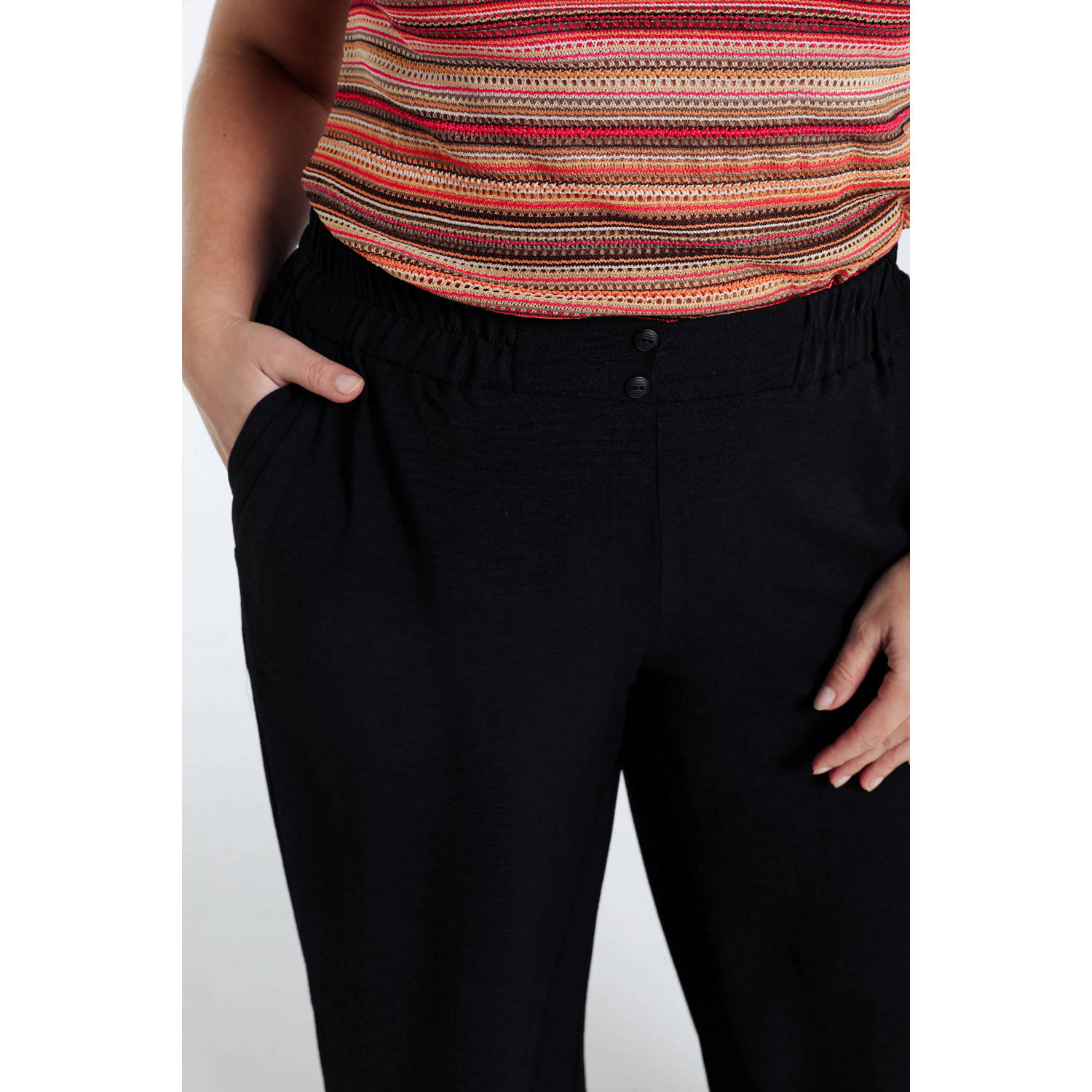 Paprika wide leg regular waist culotte zwart
