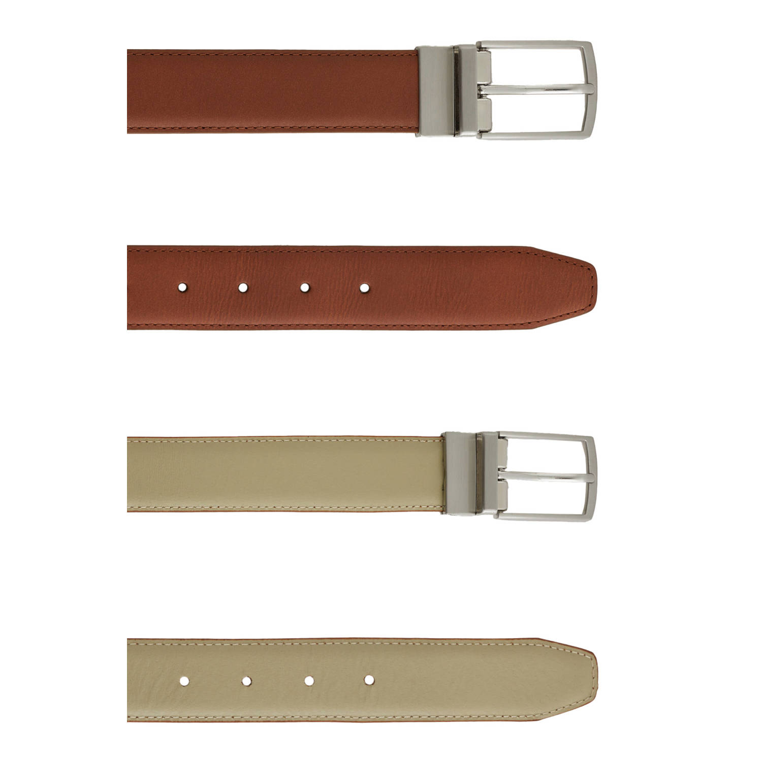 WE Fashion leren reversible riem groen bruin