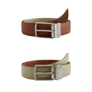 leren reversible riem groen/bruin