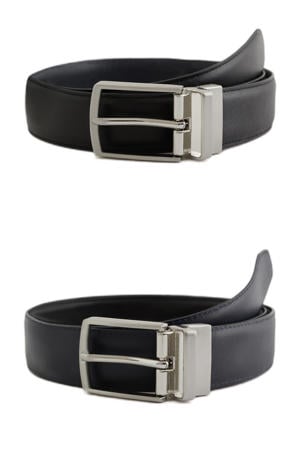 leren reversible riem zwart/donkerblauw