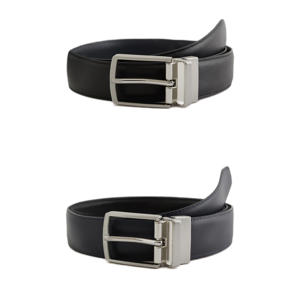 leren reversible riem zwart/donkerblauw