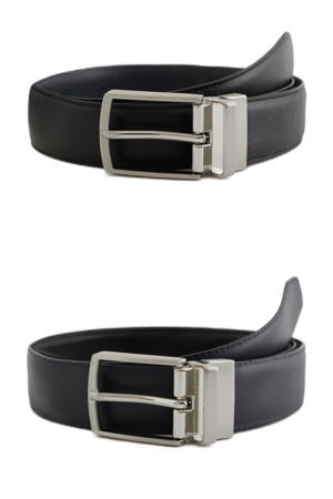 leren reversible riem zwart/donkerblauw