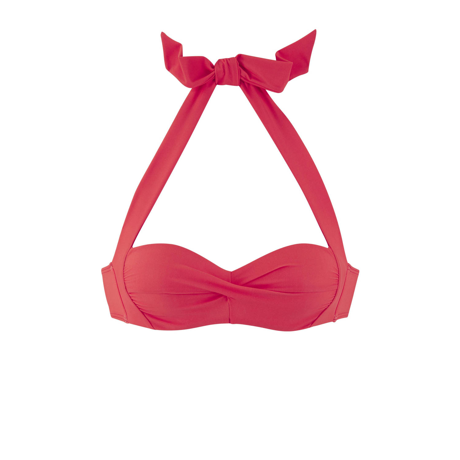 Lascana voorgevormde bandeau bikinitop koraalrood