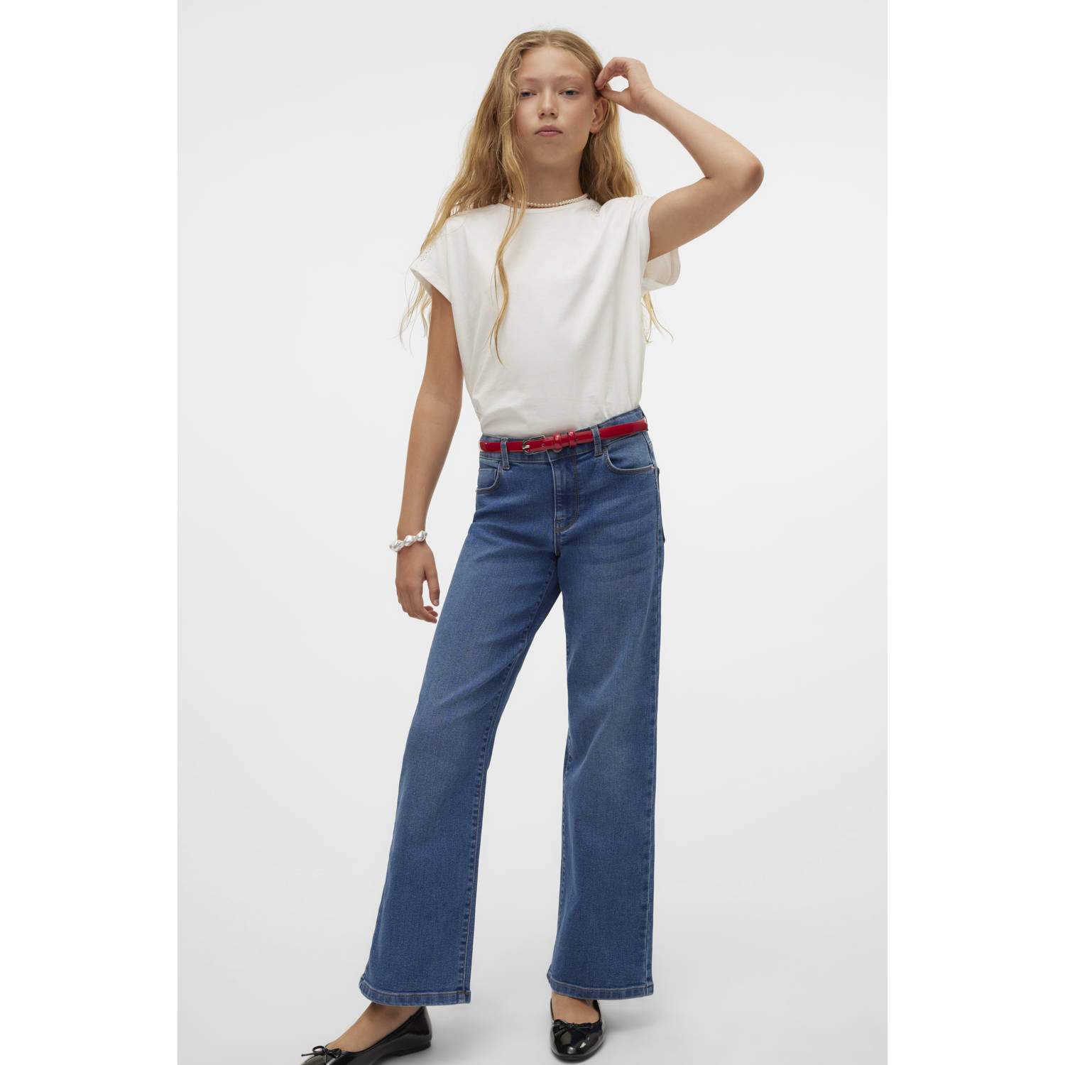 VERO MODA GIRL wide leg jeans medium blue denim