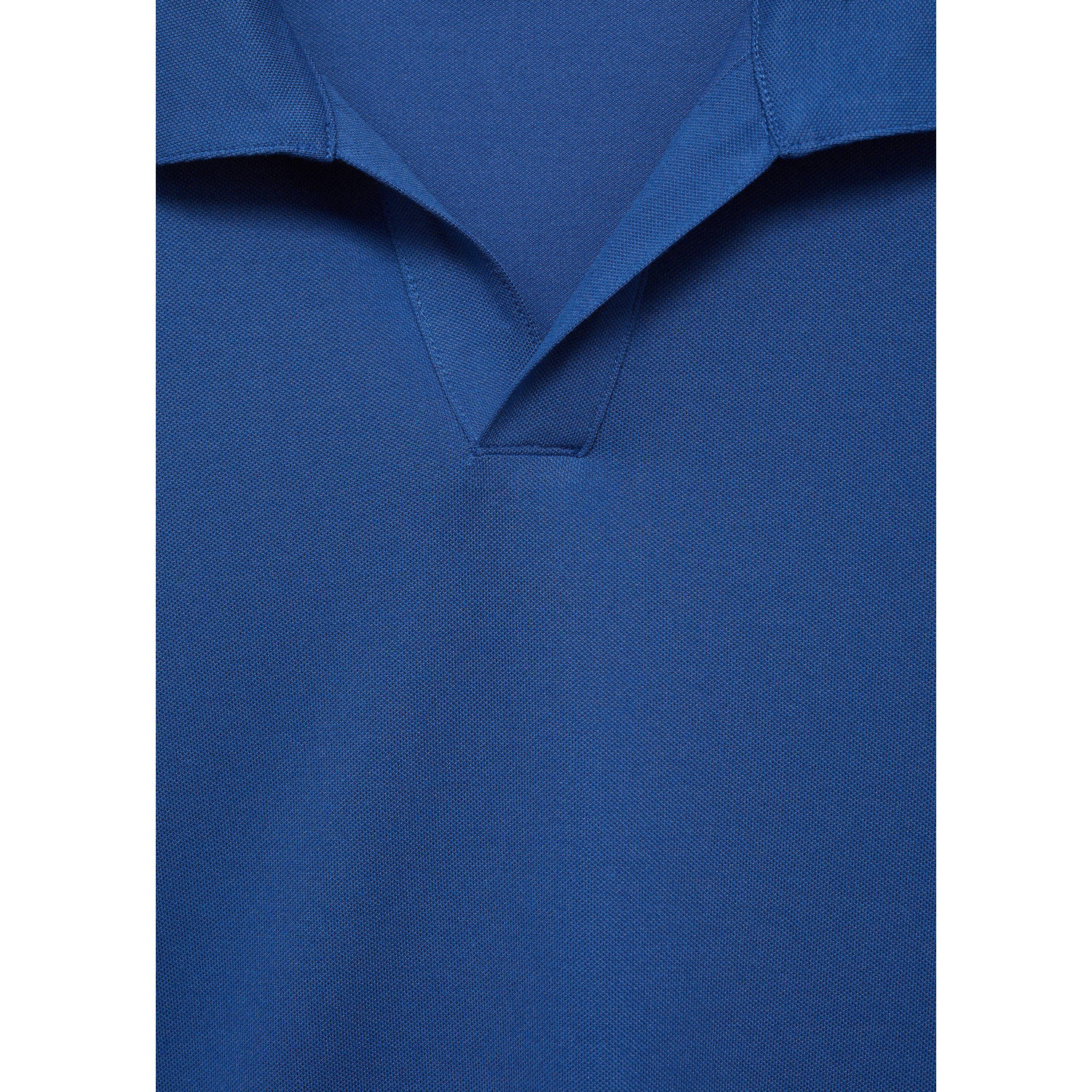 Mango Man slim polo fijn gebreid blauw