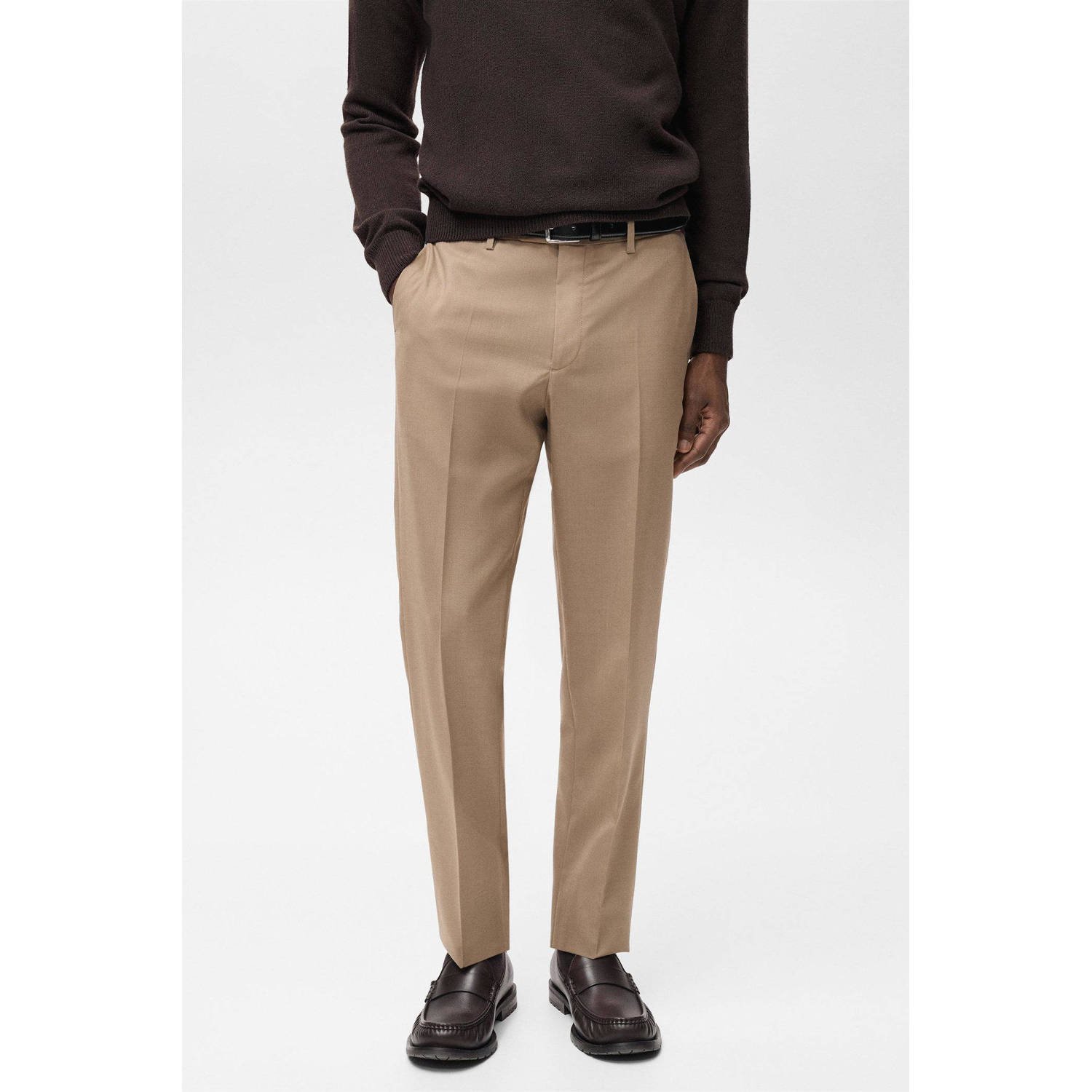 Mango Man slim pantalon lichtbruin