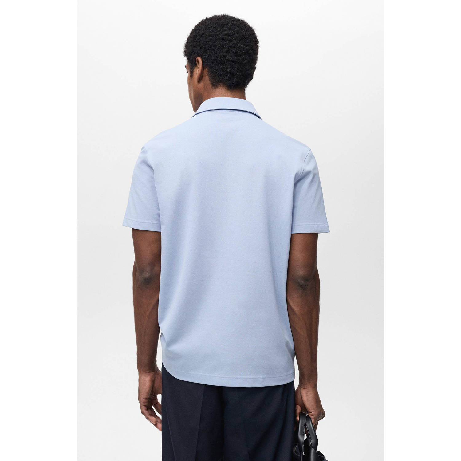 Mango Man slim polo lichtblauw