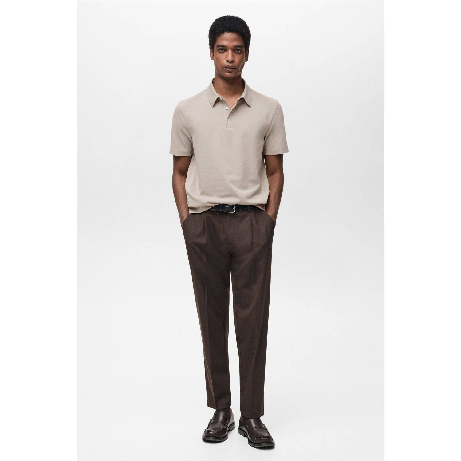 Mango Man slim polo taupe