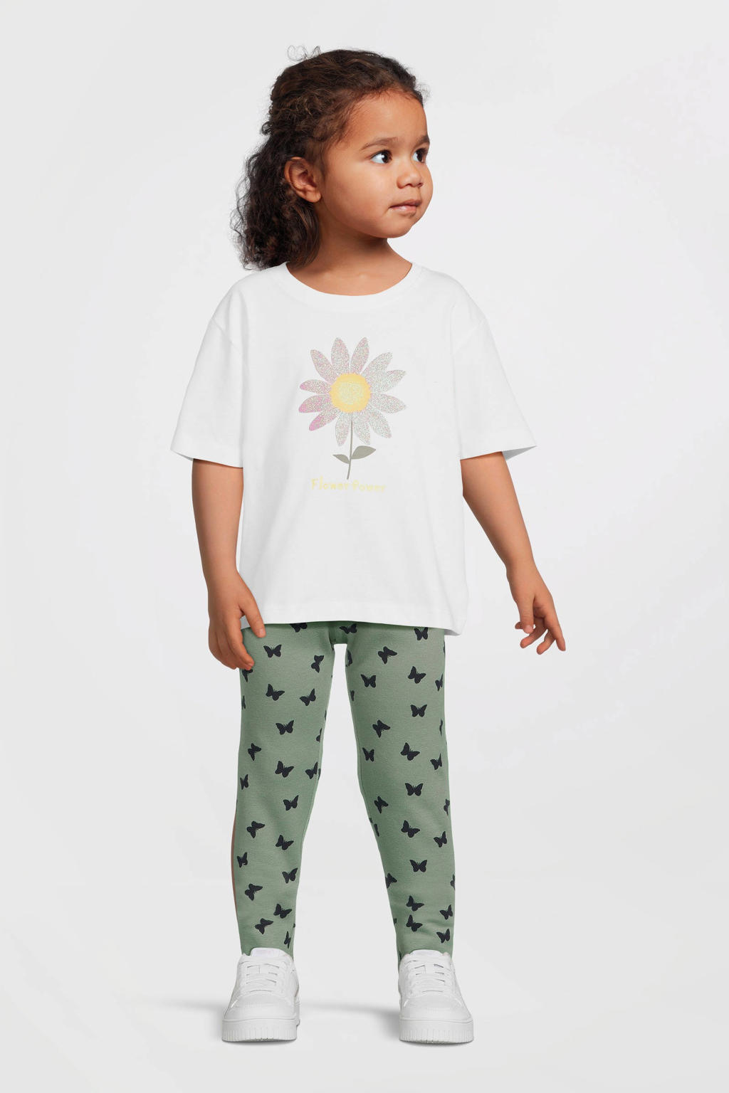 Groene meisjes NAME IT MINI legging van sweat materiaal met regular fit en elastische tailleband