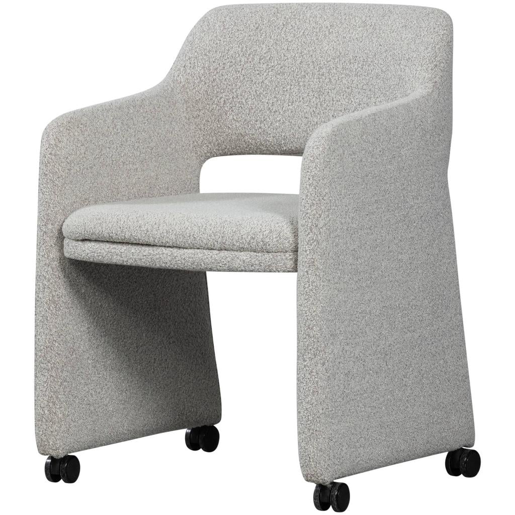 WOOOD Lyric Eetkamerstoel Met Wieltjes - Polyester - Greige - 79x59x58