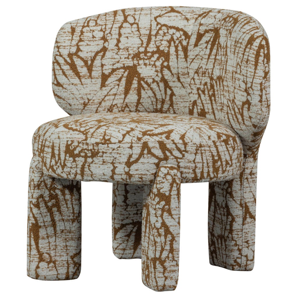 WOOOD WOOOD Upke Fauteuil Met Dessin - Polyester - Naturel/Bruin - 76x75x69