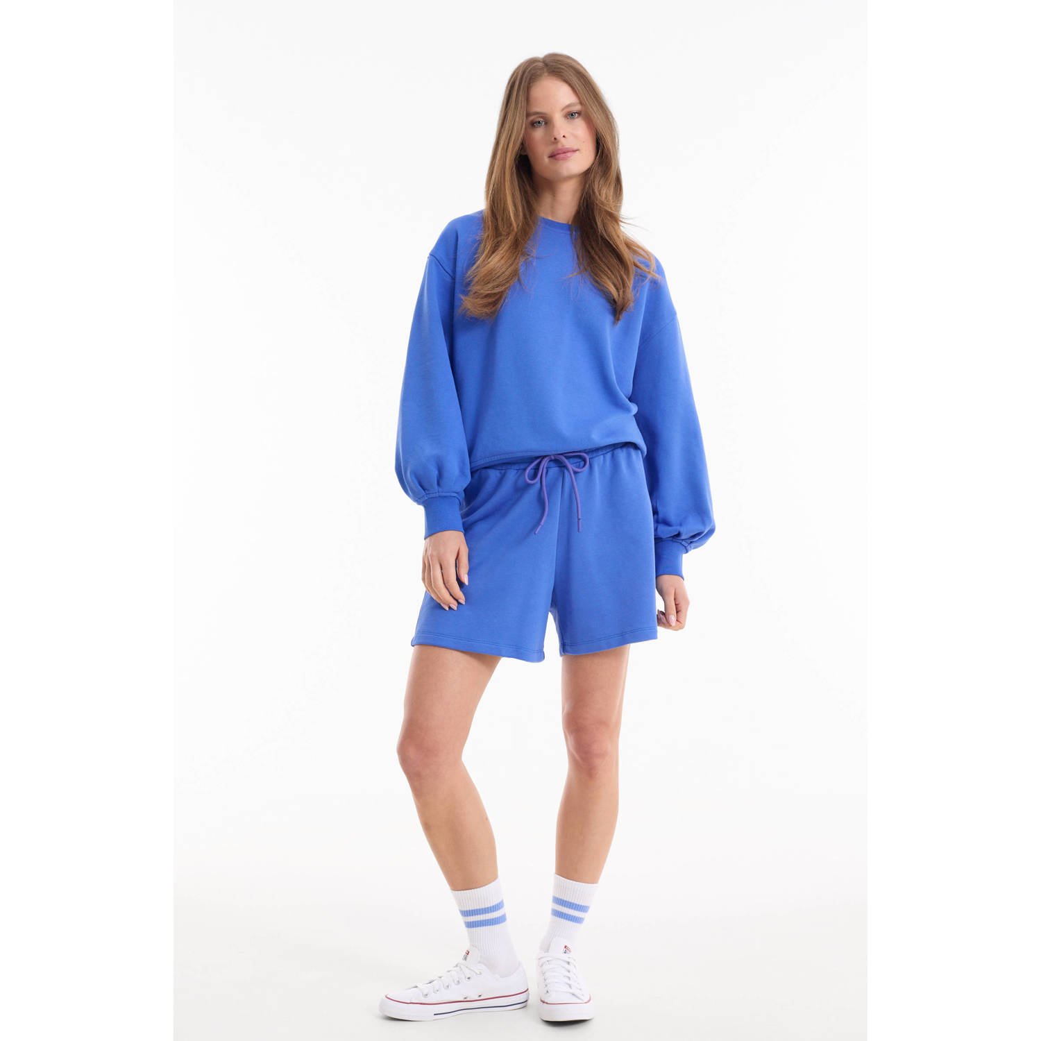 Anytime sweatstof korte broek blauw