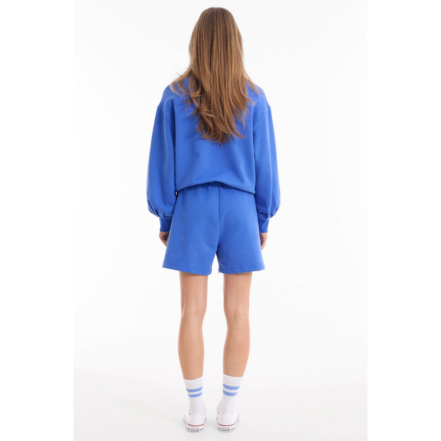 anytime sweatstof korte broek blauw