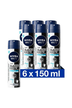 Deodorant Spray Invisible Black&White Fresh 150 ml Multiverpakking