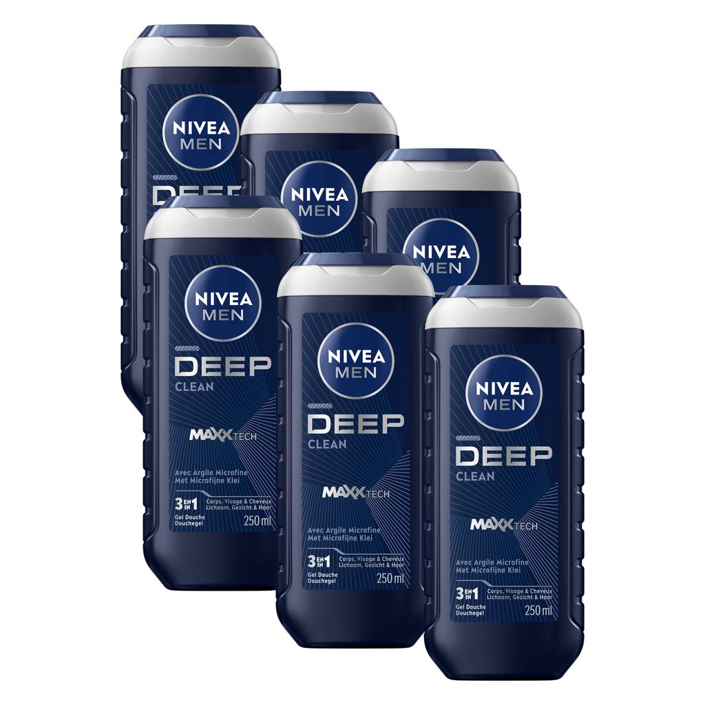 NIVEA FOR MEN Deep Clean Shower Gel 250 ml Multiverpakking