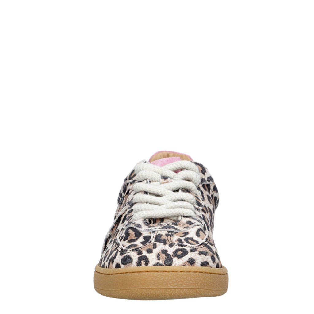 DWRS Poona leopard leren sneakers met panterprint beige/roze