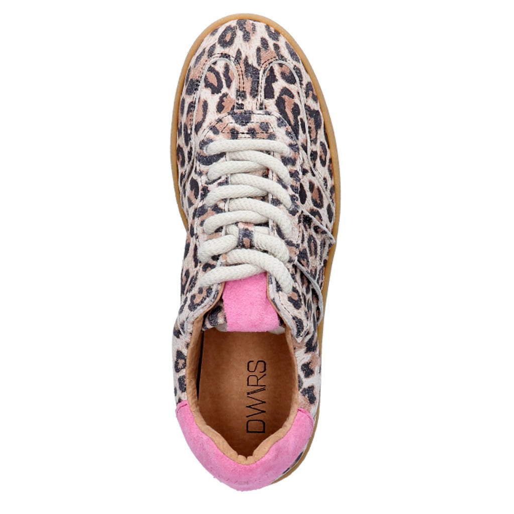 DWRS Poona leopard leren sneakers met panterprint beige/roze wehkamp