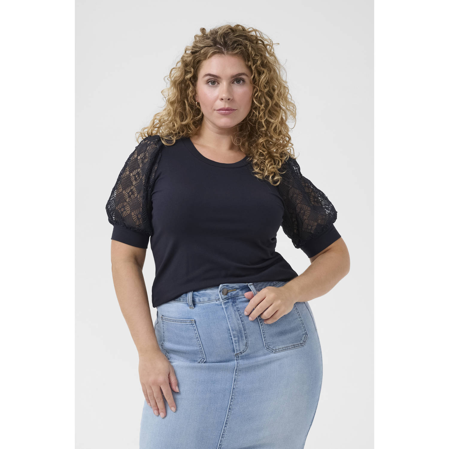 Kaffe Curve top donkerblauw