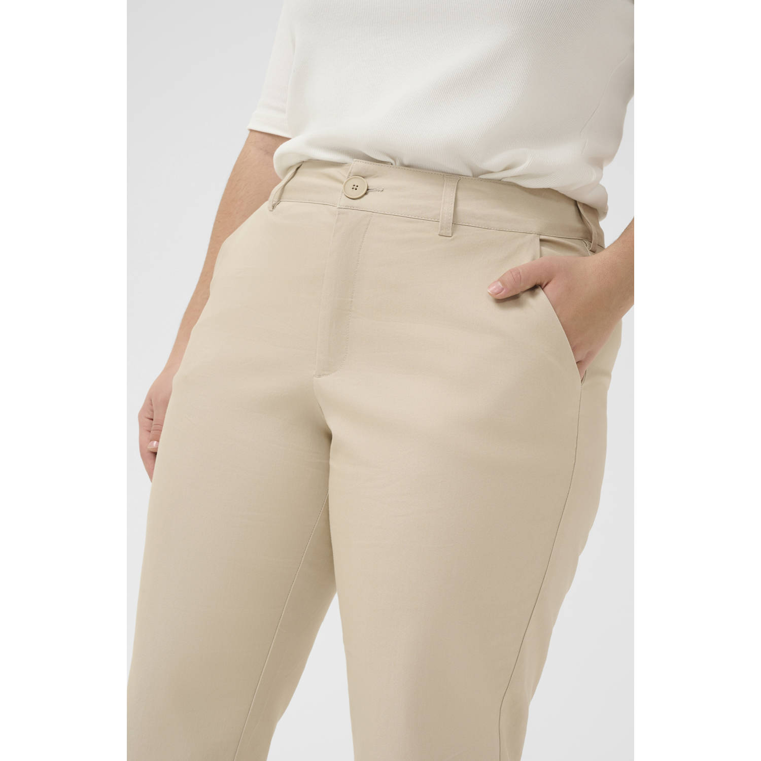 Kaffe Curve slim regular waist broek zand