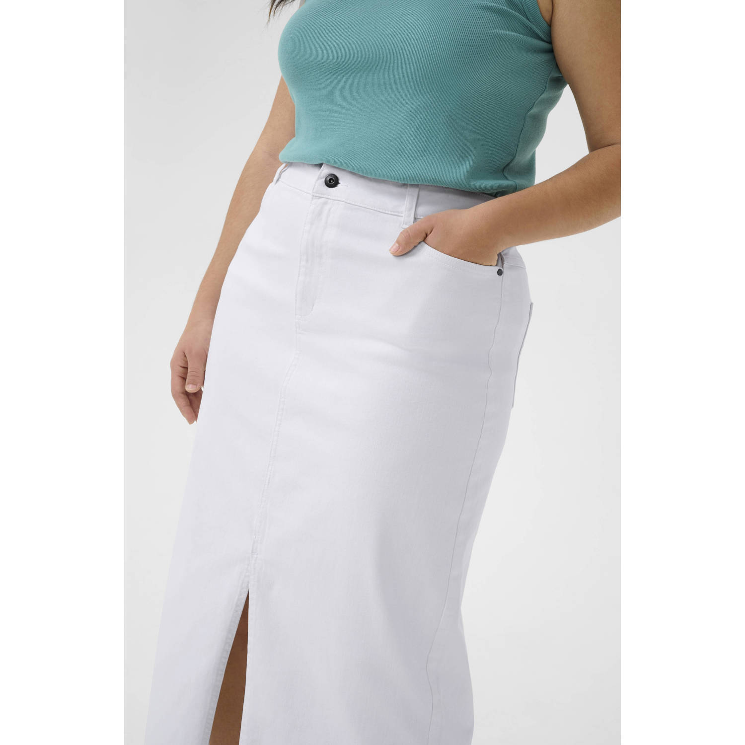Kaffe Curve denim spijkerrok wit